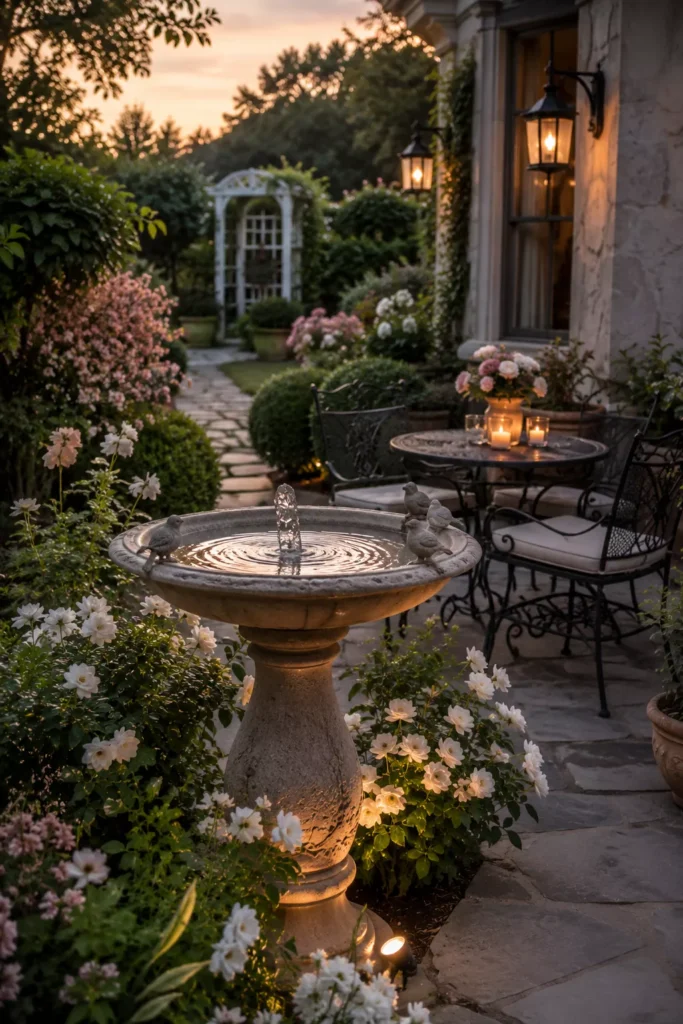 A Bird Bath or Garden Sculpture as a Romantic Focal Point