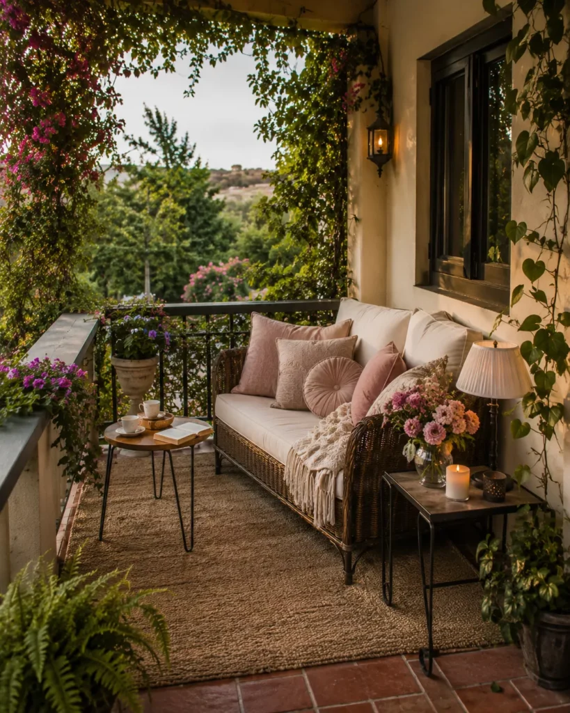 A Cozy Reading Nook With a Loveseat and Side Table