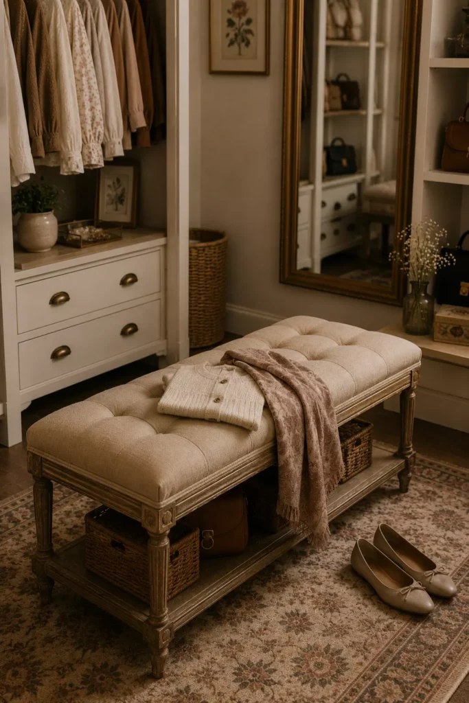 A Cushioned Bench for Trying Outfits