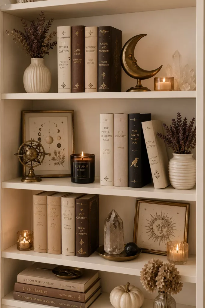 A Moody Fall Decor Idea for Your Bookshelf