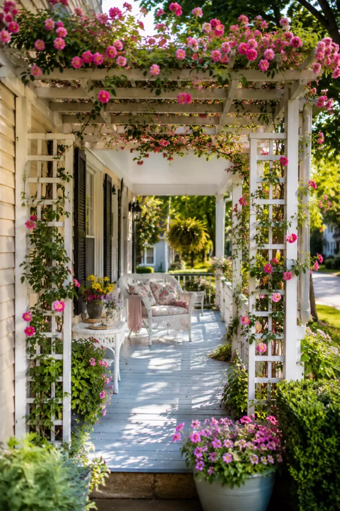 A Trellis Covered in Climbing Vines or Roses