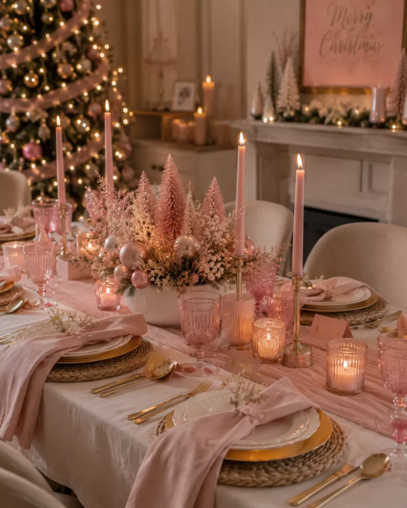 Add Pink Accents to Your Christmas Eve Table
