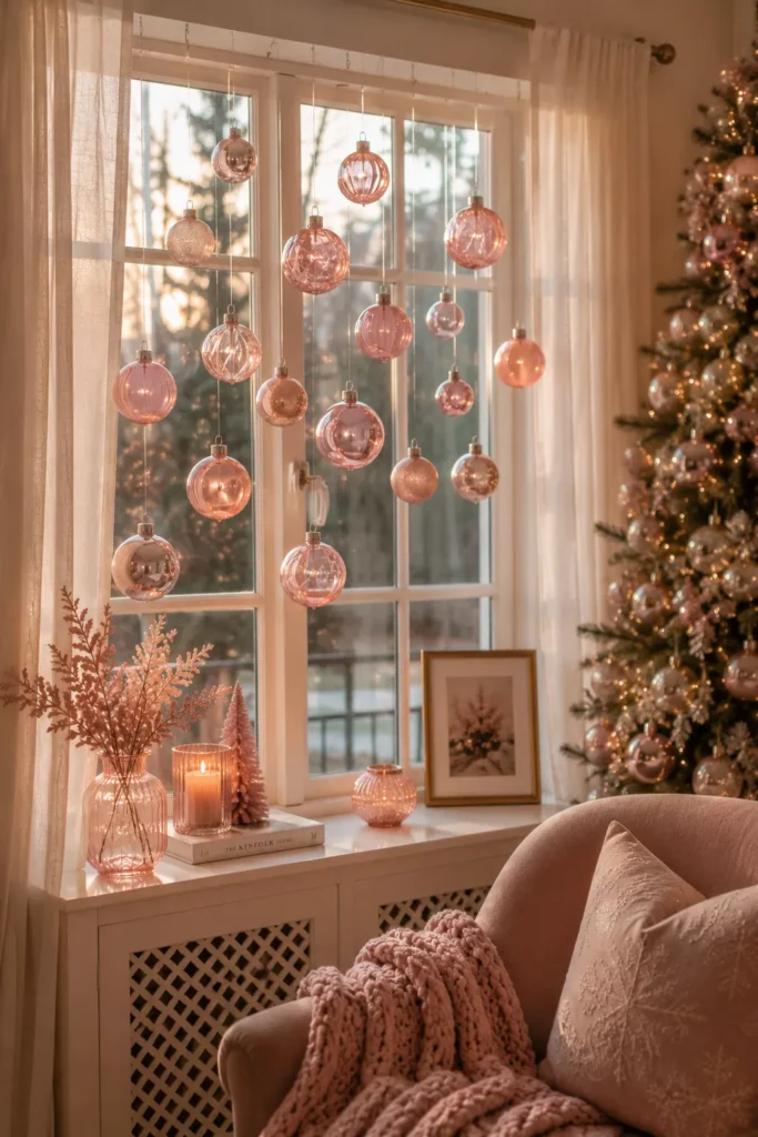 Hang Pink Glass Ornaments in a Window