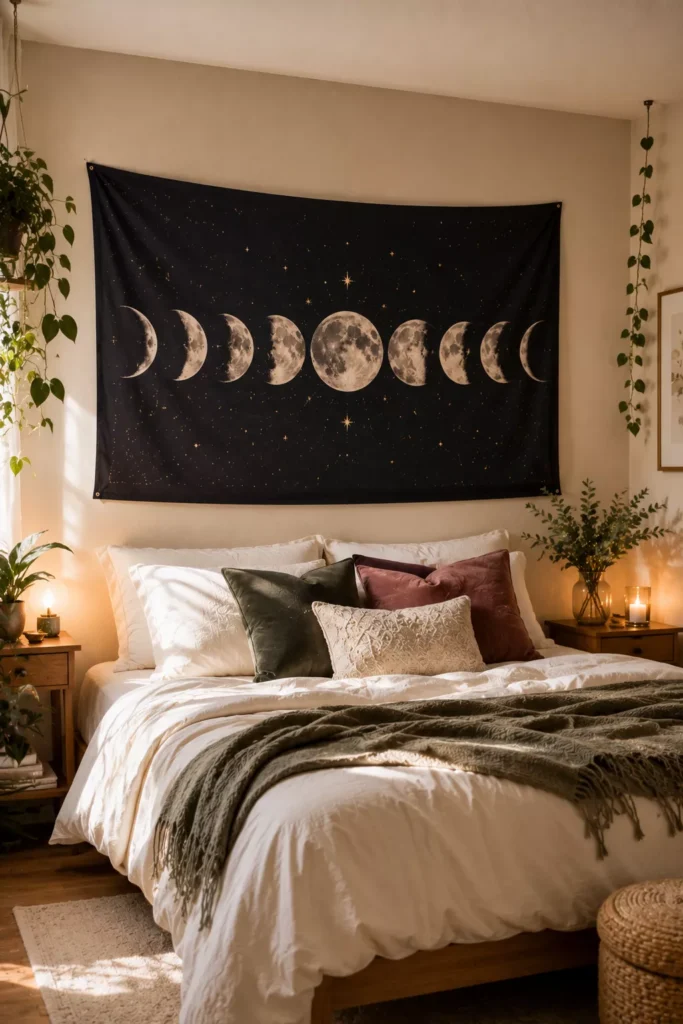 Hang a Moon Phase Tapestry on an Empty Wall