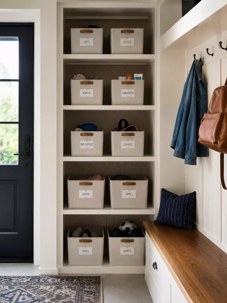 Labeled Bins on Open Shelves for Visual Calm