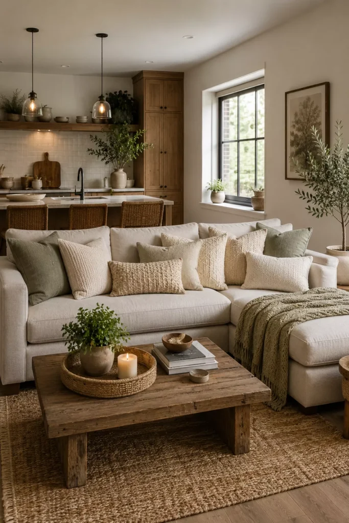 Layer Textured Throw Pillows in Neutral Tones