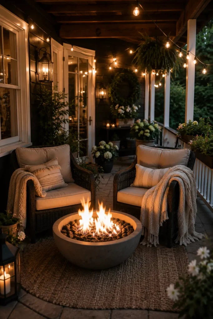 Romantic Porch Decor Elevated With a Firepit or Fire Bowl