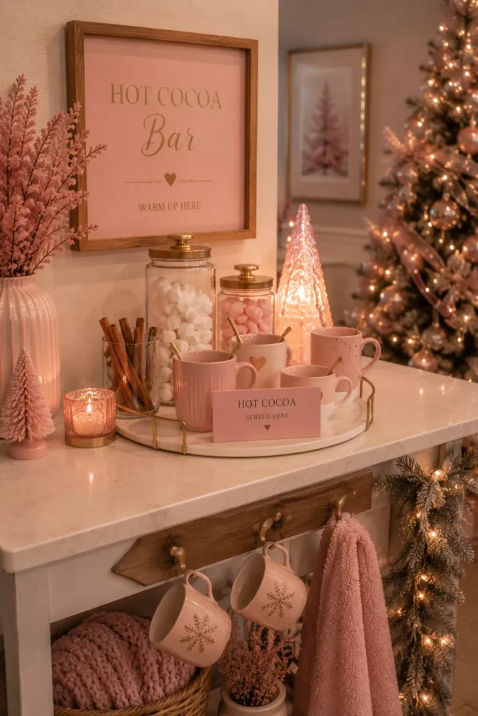 Style a Pink and Gold Hot Cocoa Station