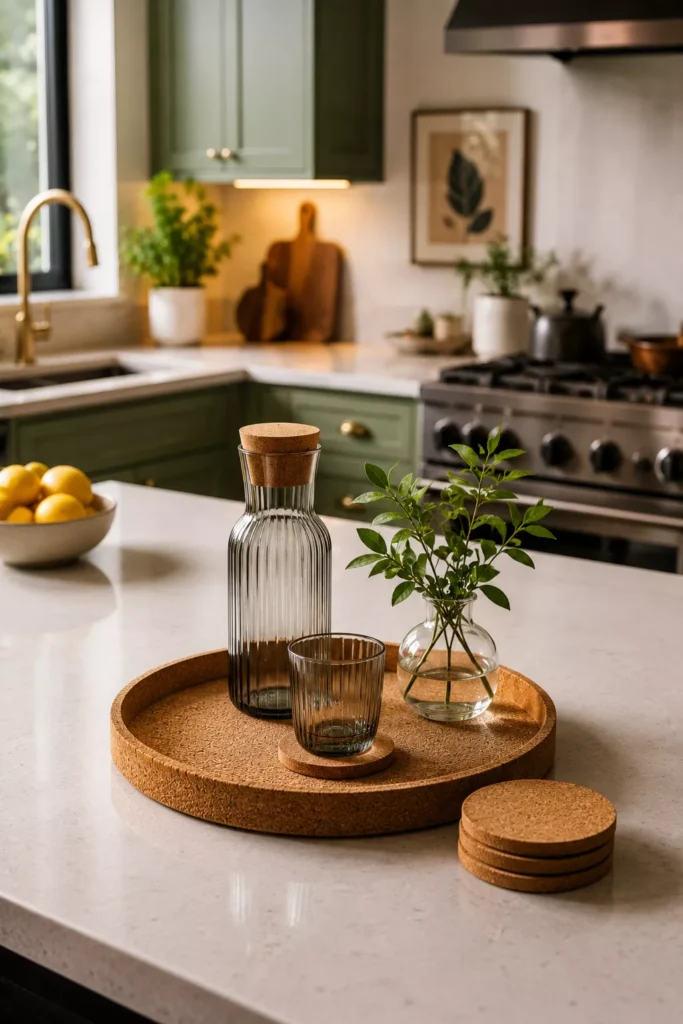 Use Cork Coasters and Trays