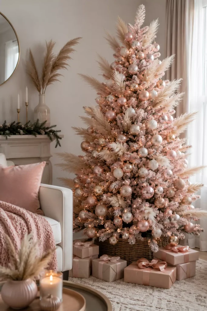 Use Dried Pampas Grass as Tree Filler