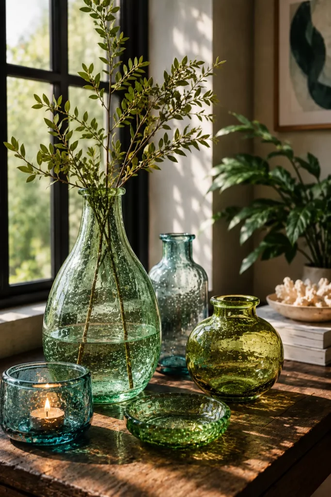 Use Recycled Glass Decor Pieces