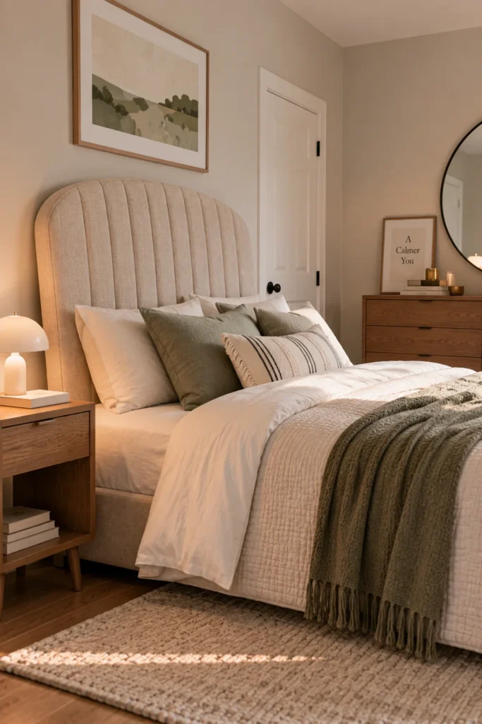 A Statement Headboard That Leans or Hangs
