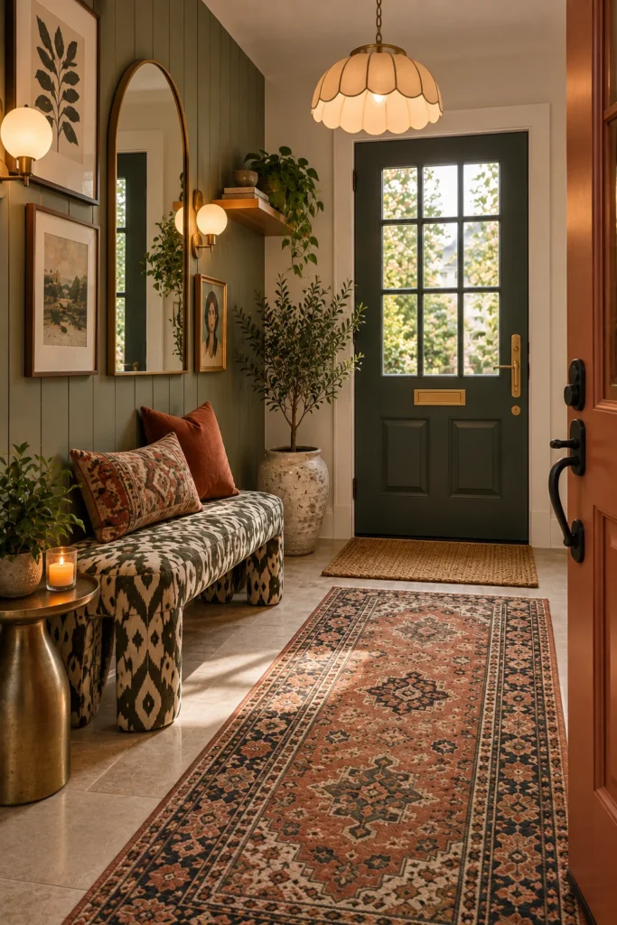 Add a Bold Bench or Chair With Patterned Upholstery