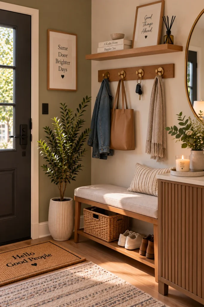 Adhesive Wall Hooks in the Entryway