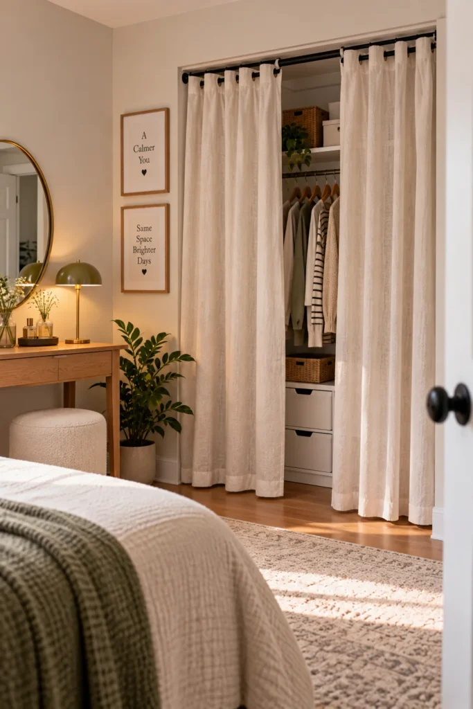 Curtain Panels as Closet Doors