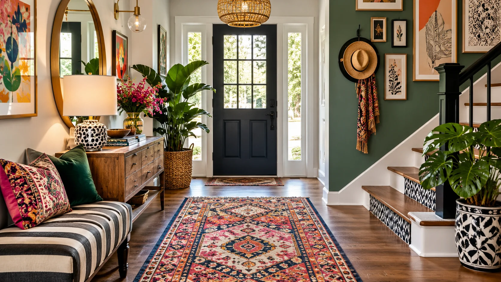 Master an Eclectic Entryway With Bold Patterns