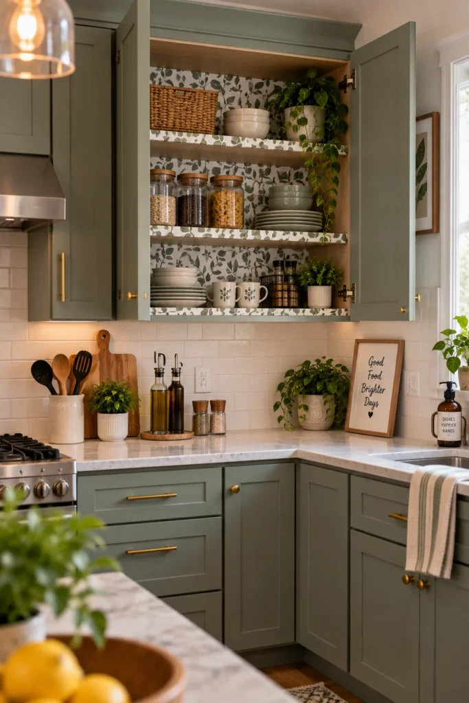 Removable Shelf Liner in Cabinets