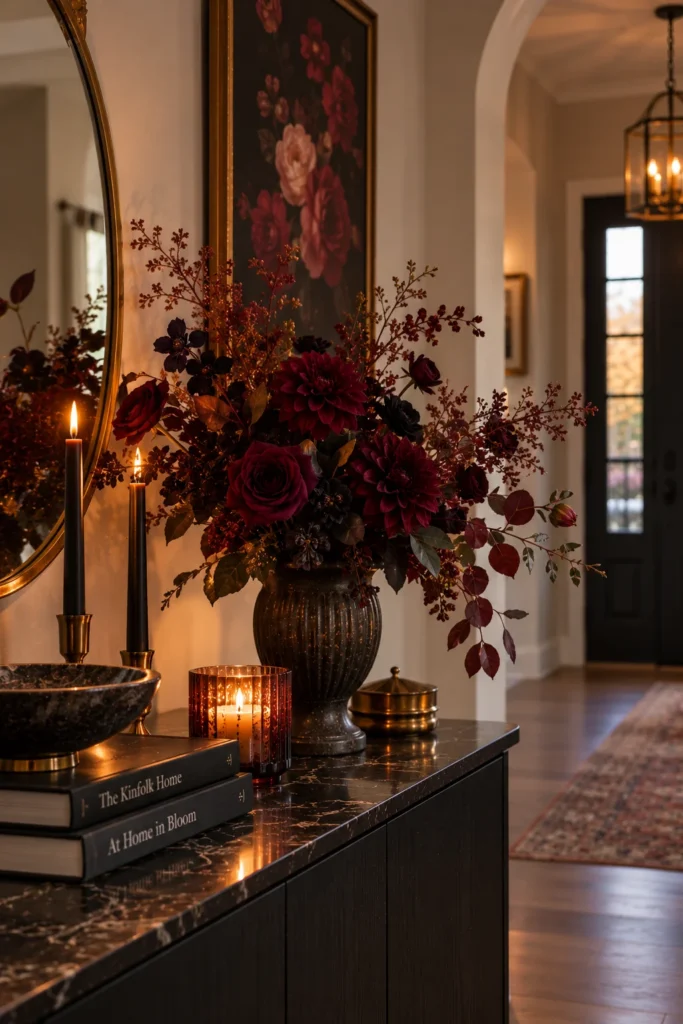Style Dark Florals Like Burgundy Dahlias or Roses
