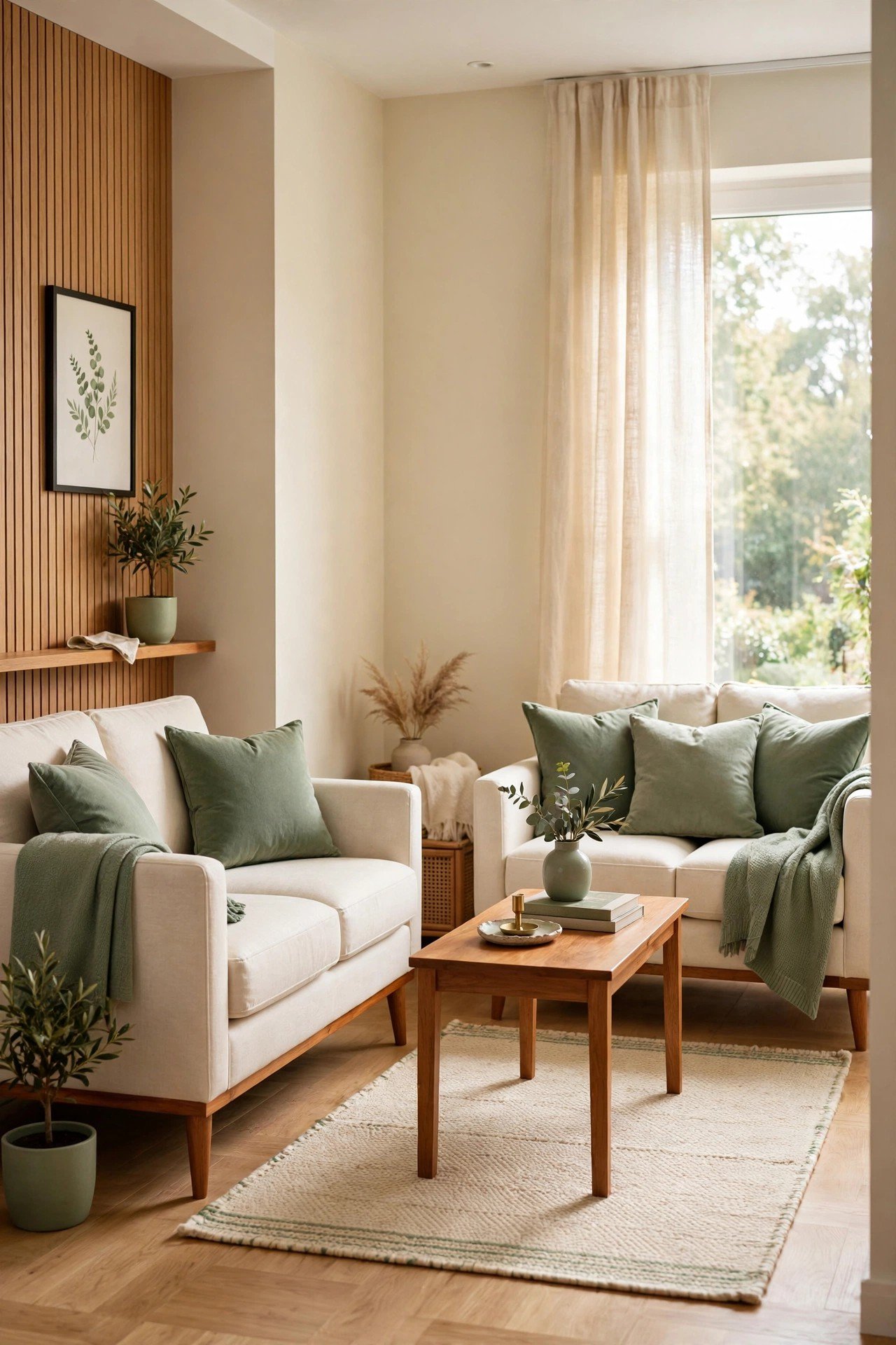 Small living room layout ideas with two matching loveseats facing each other across a narrow coffee table