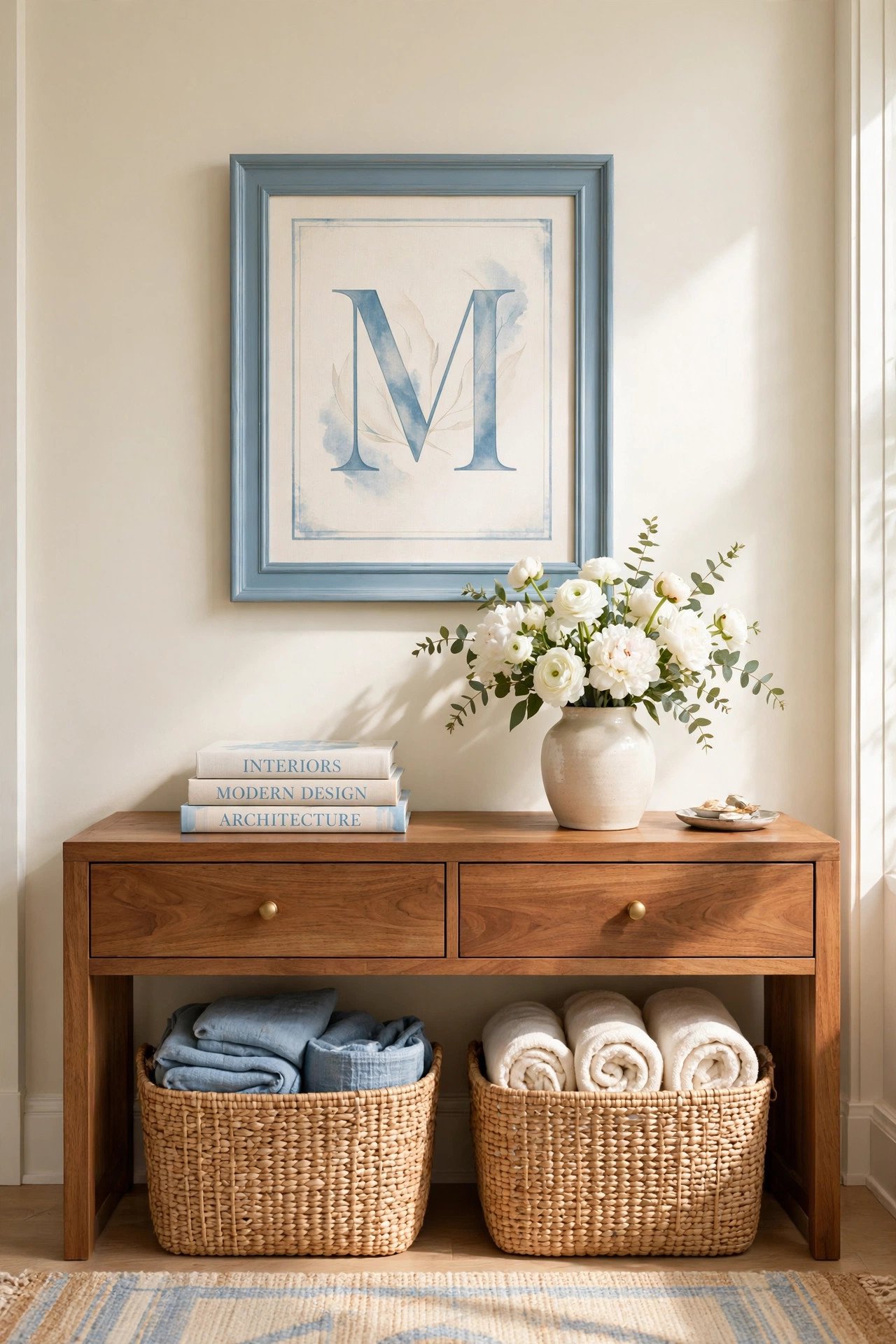 Framed monogram letter art with a family quote