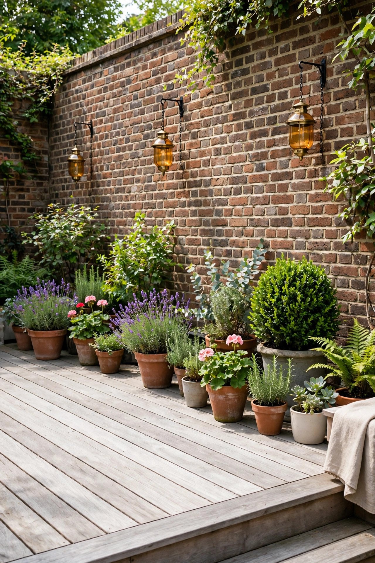 Weathered wooden deck with soft gray tones and vintage details