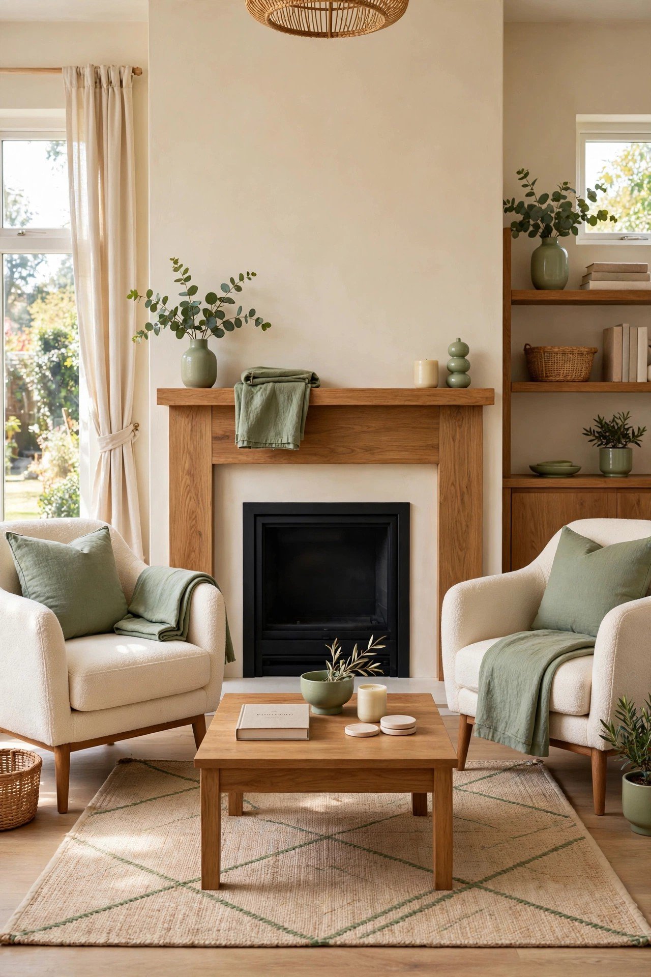 Small living room layout ideas with two matching armchairs flanking a fireplace in a cozy small living room