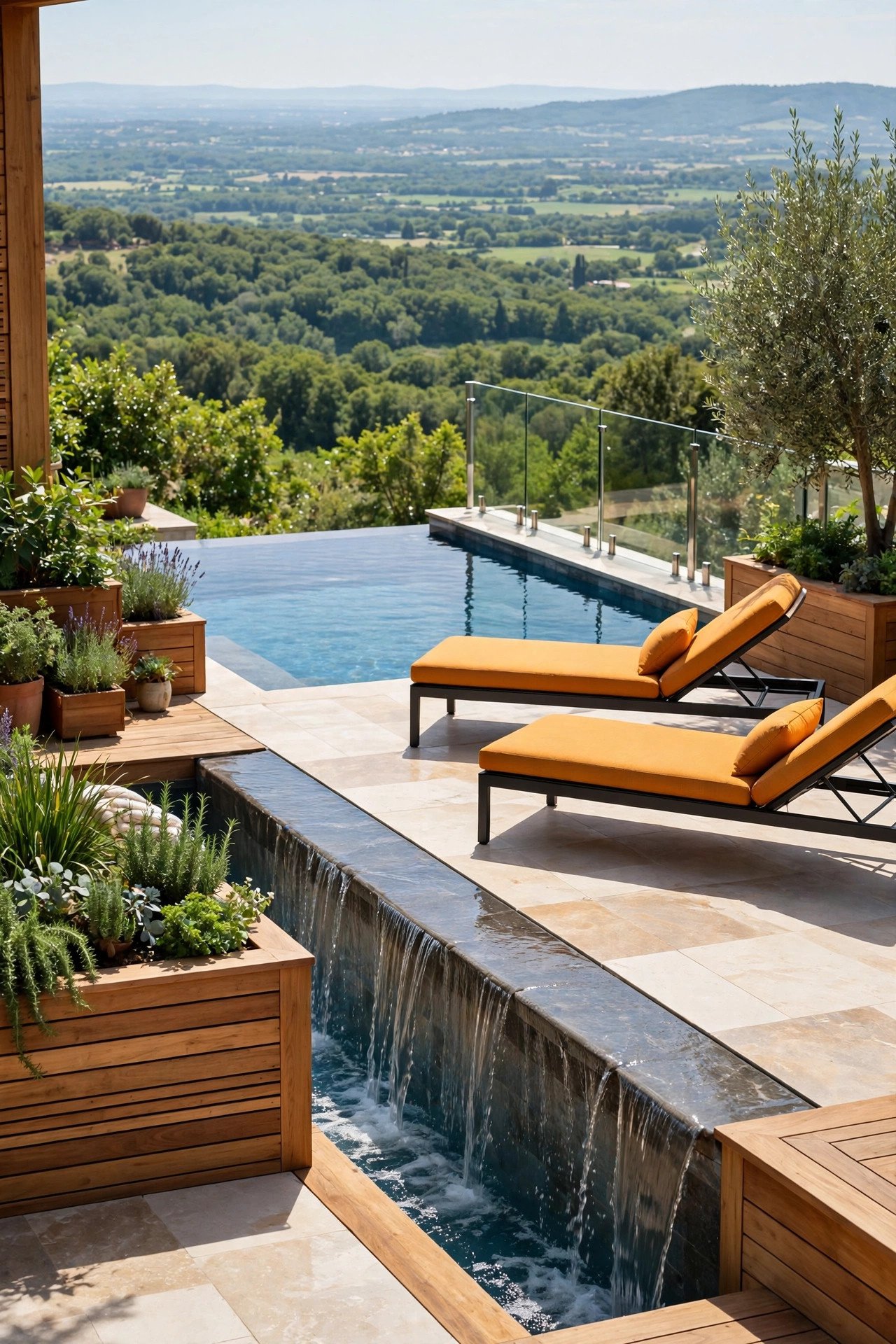 Infinity-edge pool deck blending into the horizon