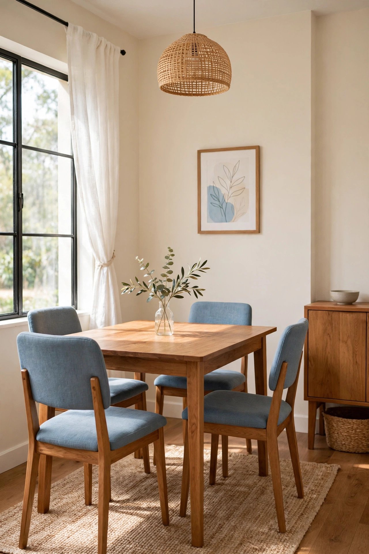 Light paint color layout idea brightening a small dining room with soft cream walls
