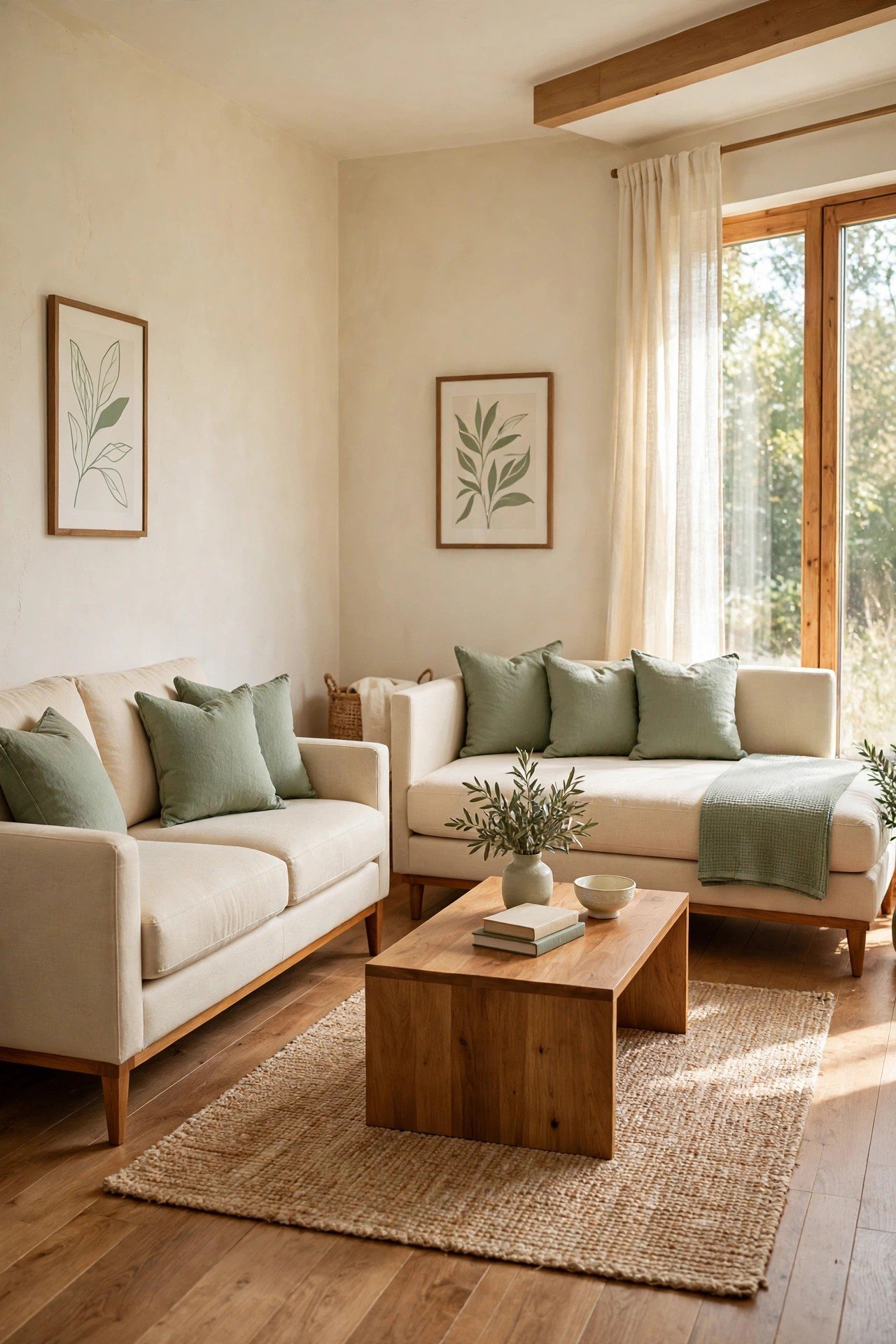 Small living room layout ideas with a sofa and a matching daybed facing each other for a balanced mirror effect