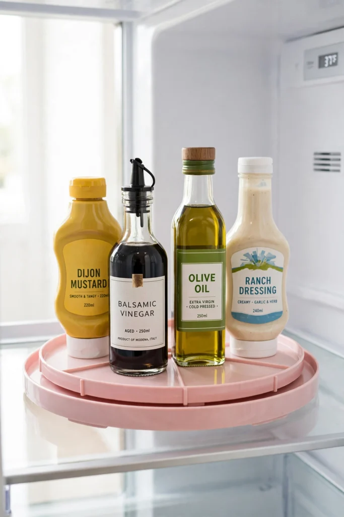 Rotating tray making back shelf items easy to reach in refrigerator