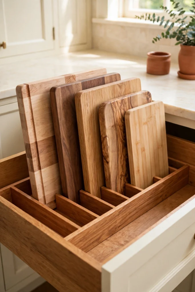 cutting board slot drawer